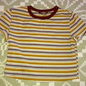 Yellow striped crop tee